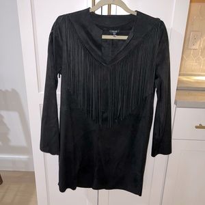 Buffalo David black suede fringe dress nwot size small.